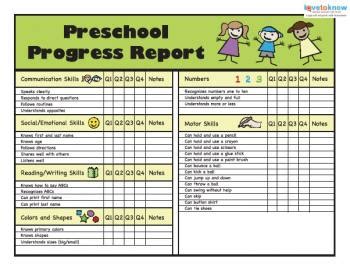 free printable preschool progress report template